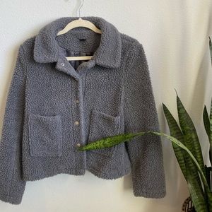 Cropped Gray Sherpa Jacket